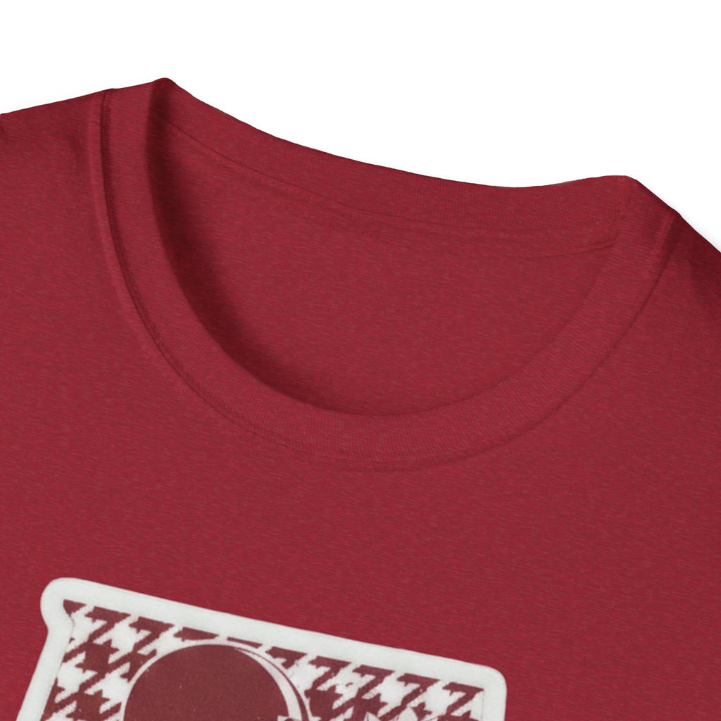 Crimson crew-neck T-shirt neckline and soft fabric texture