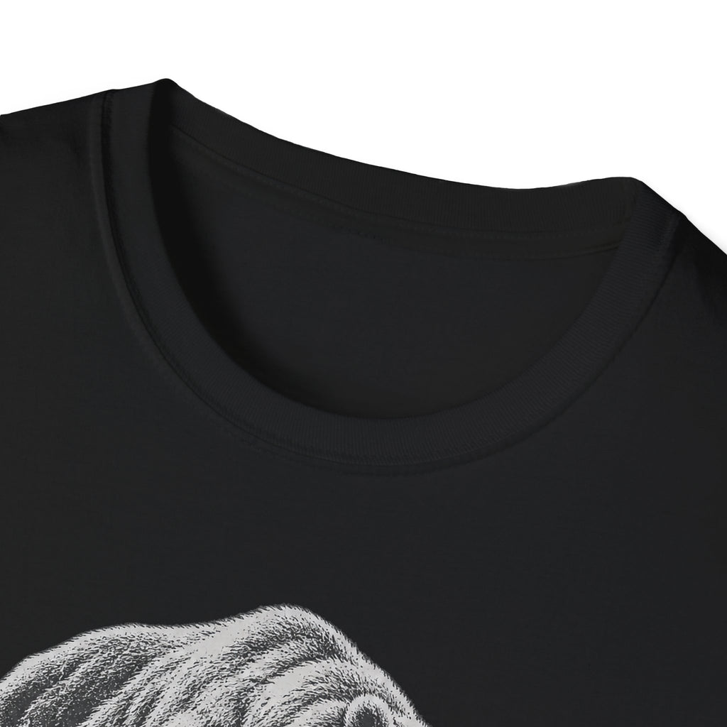 Black crewneck T-shirt with ribbed collar, short sleeves