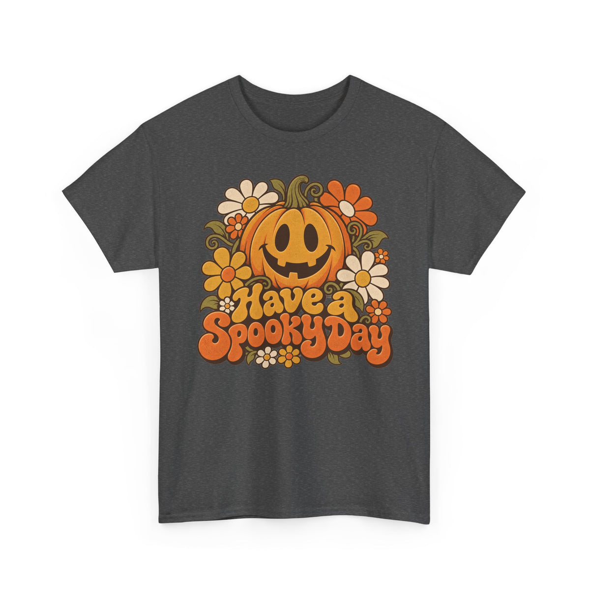 Have a Spooky Day Retro Pumpkin T-Shirt, Groovy Floral Jack O Lantern Halloween Shirt for Women and Men, Fall Teacher Tee