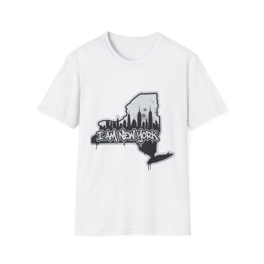 I AM NEW YORK graffiti T-shirt in white with skyline graphic