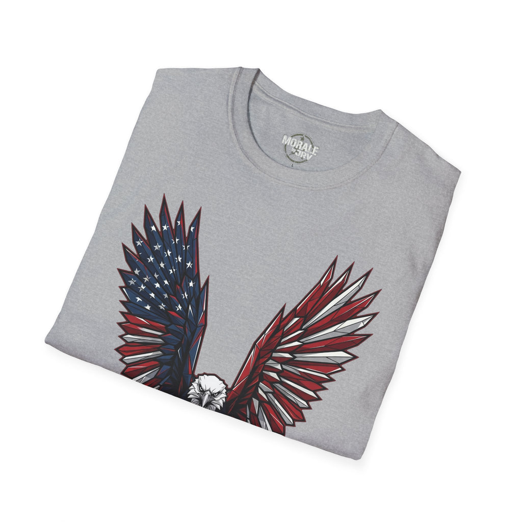 Sport Grey T-shirt with eagle-and-flag wing graphic in red and blue