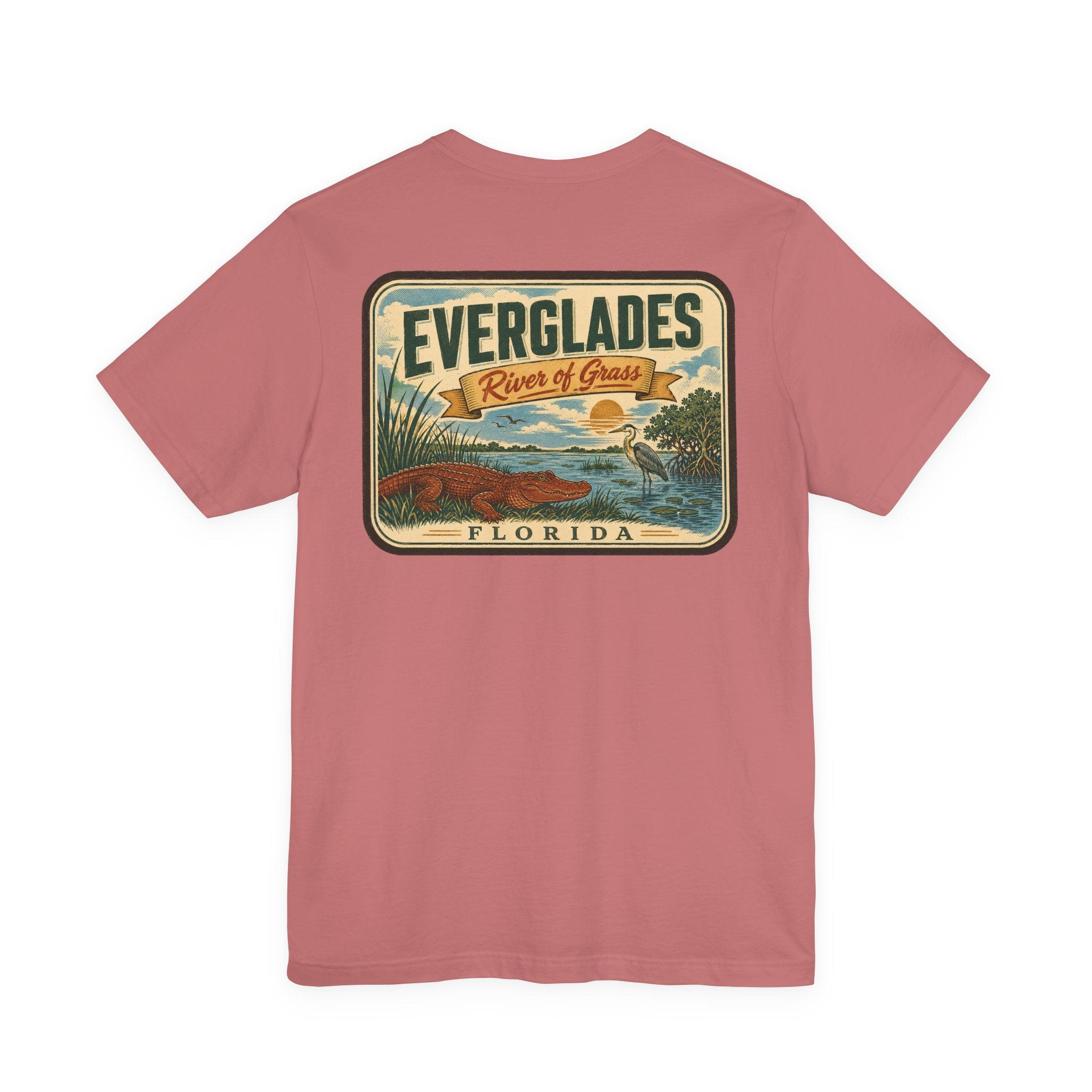 Rose T-shirt with vintage Everglades River of Grass graphic logo print