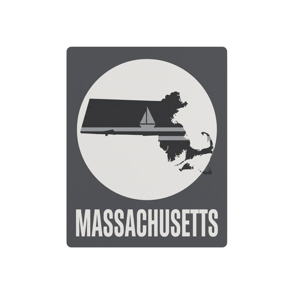 Massachusetts state silhouette metal wall art sign with nautical sailboat graphic