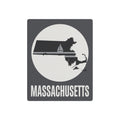 Massachusetts state silhouette metal wall art sign with nautical sailboat graphic