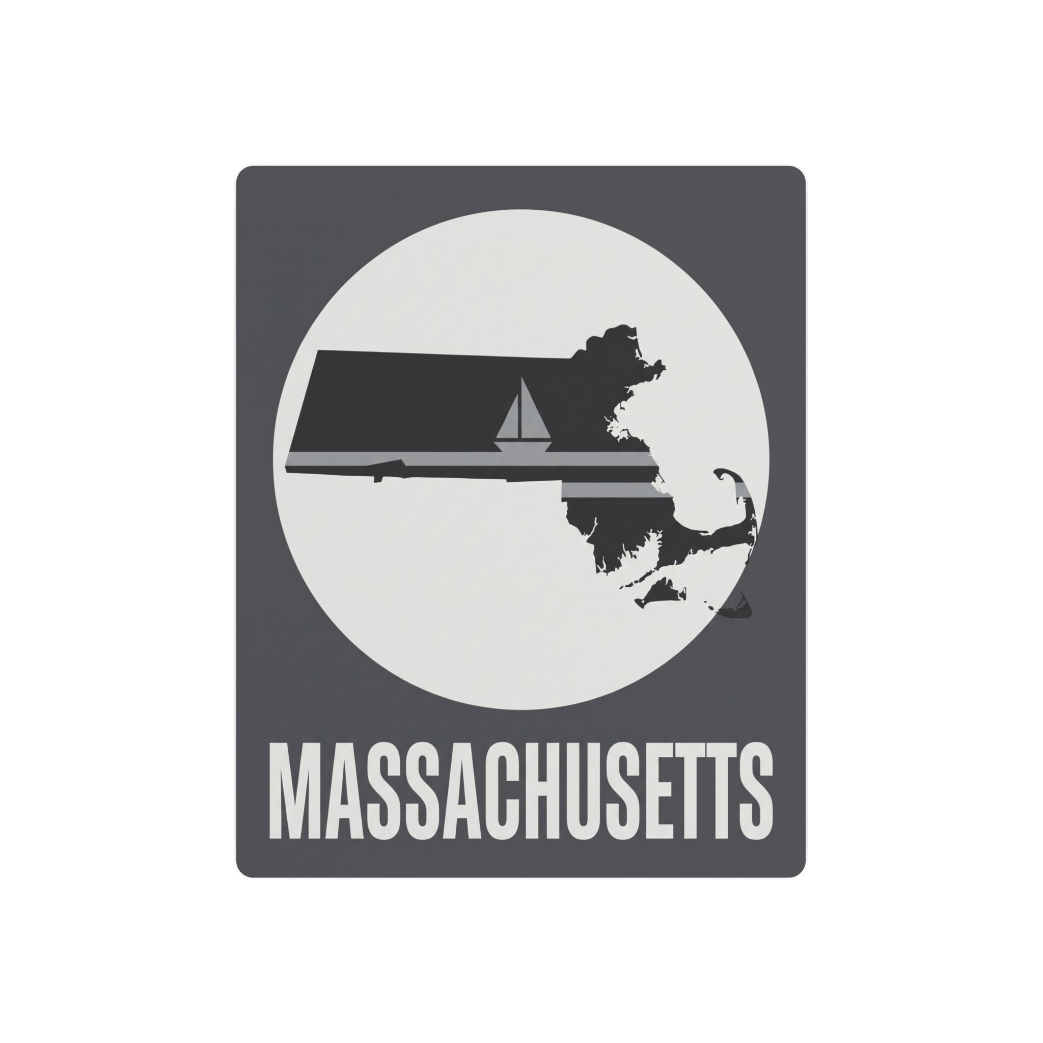 Massachusetts state silhouette metal wall art sign with nautical sailboat graphic