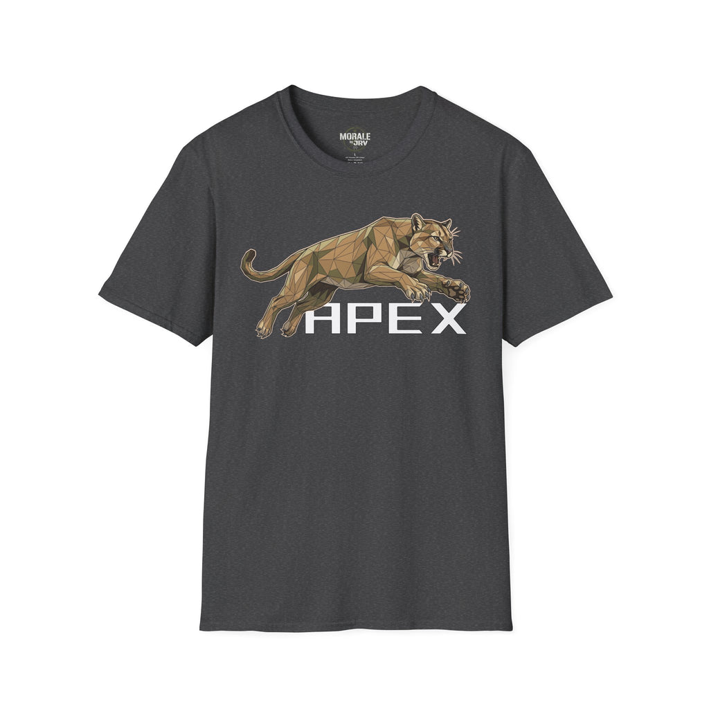Leaping Cougar graphic T-shirt, charcoal heather, leaping cougar over HPEX text