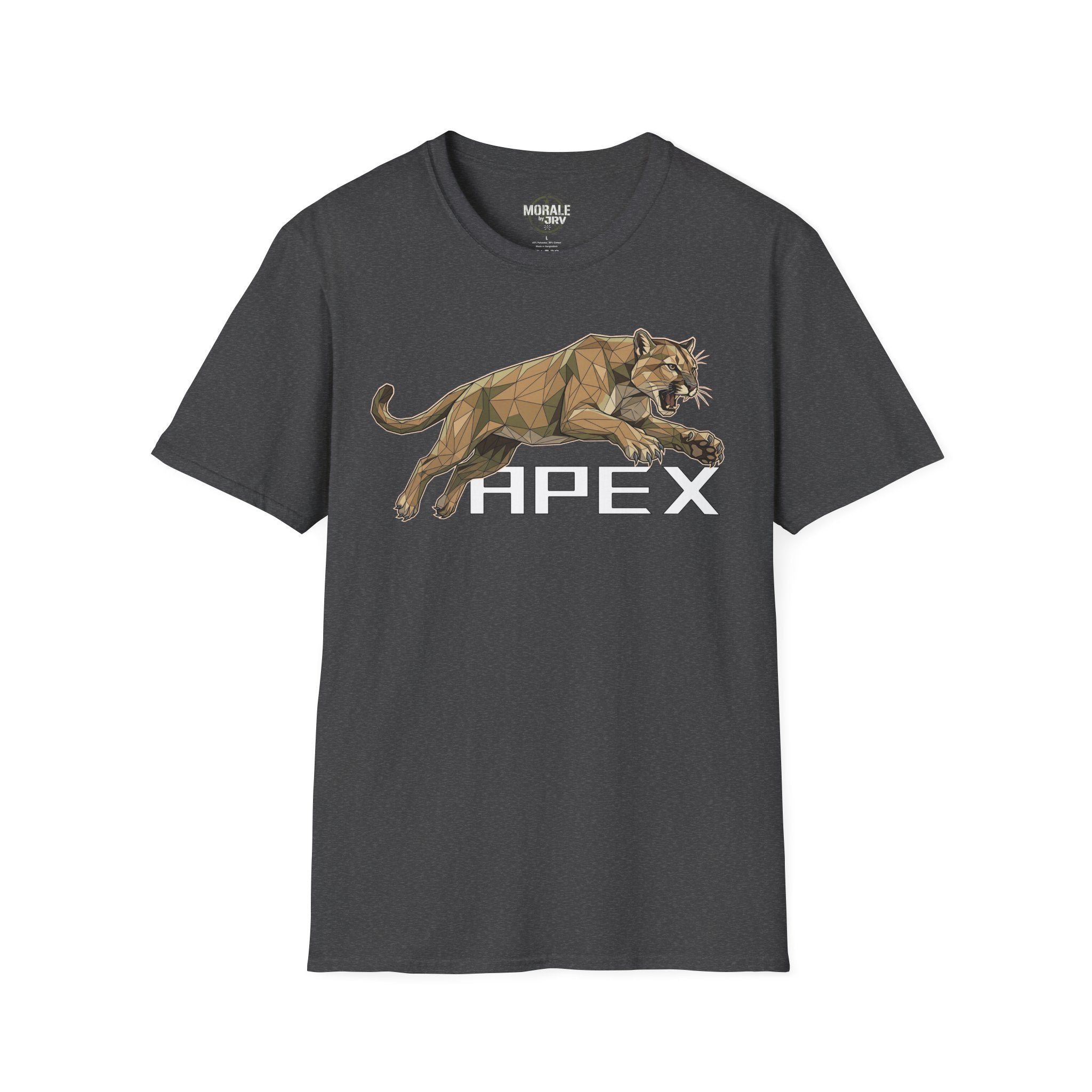 Leaping Cougar graphic T-shirt, charcoal heather, leaping cougar over HPEX text