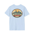 Light blue T-shirt with circular Illinois skyline badge, Est. 1818