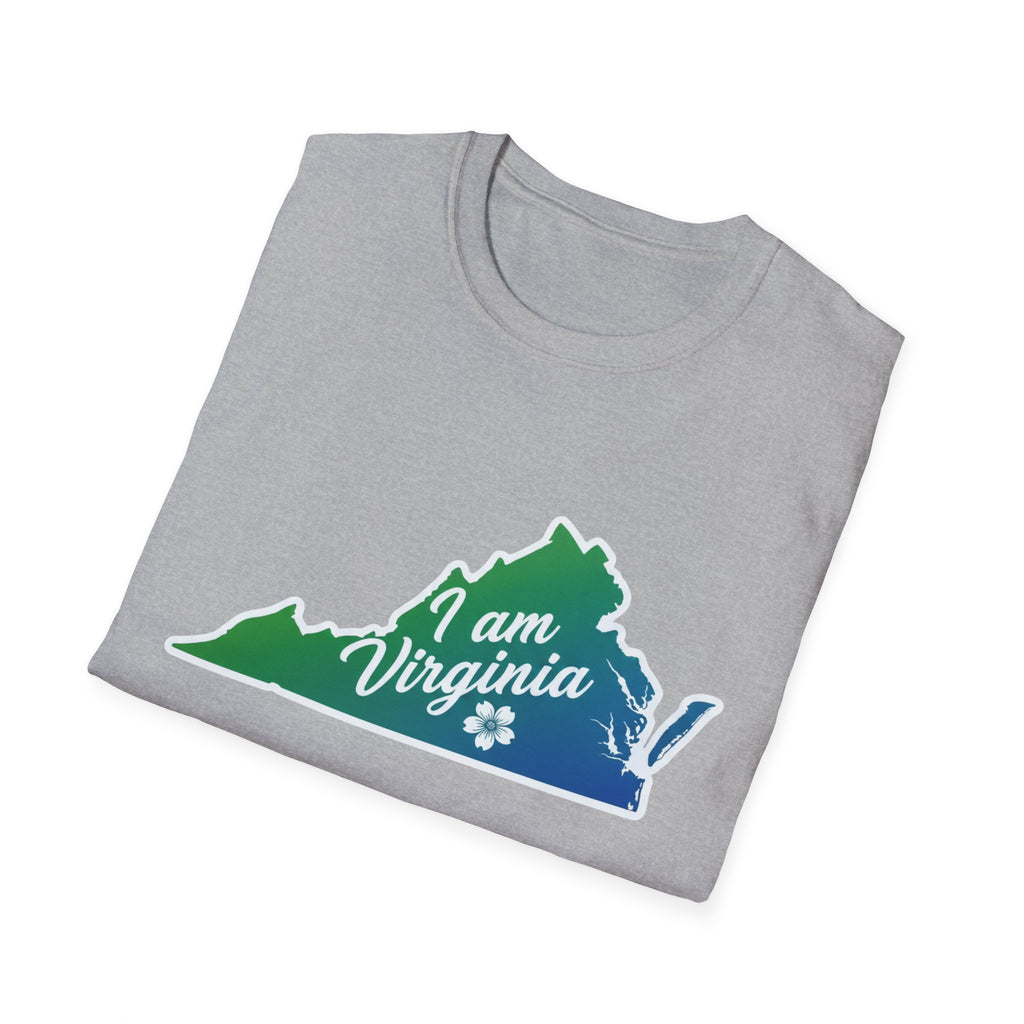 Virginia state graphic T‑shirt, heather grey with “I am Virginia” design