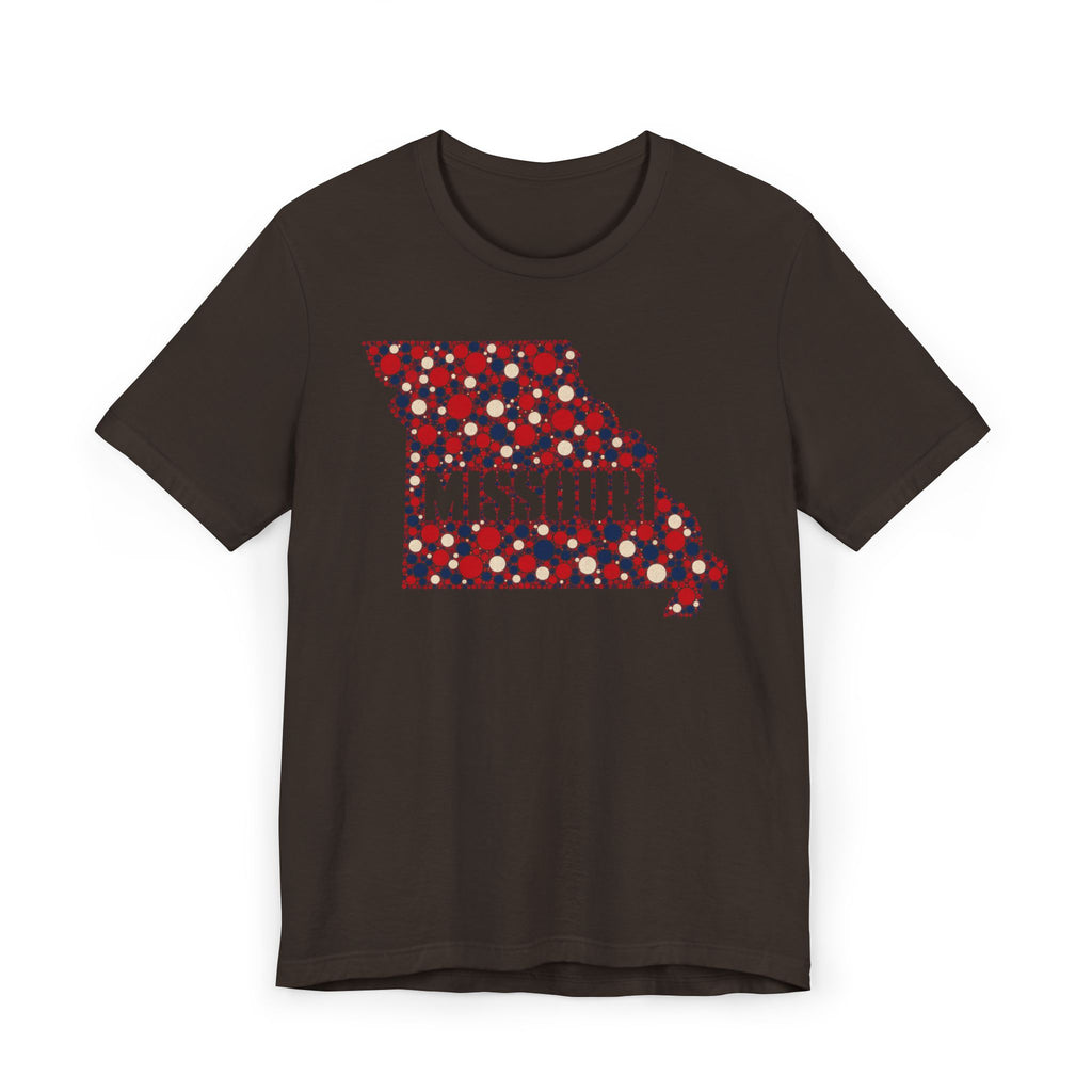 Missouri State Floral Map T-Shirt | Red White and Blue Missouri Outline Graphic Tee
