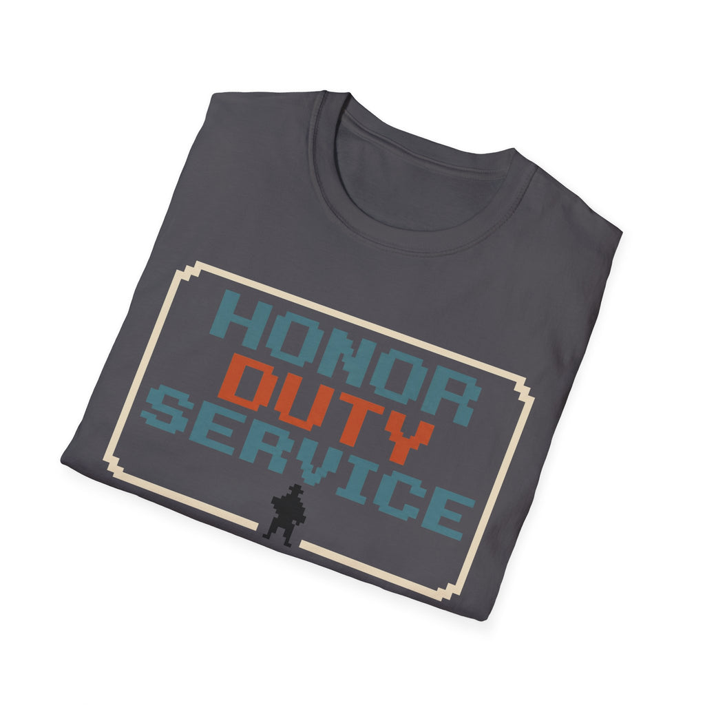 Honor Duty Service T-Shirt - Retro Pixel Veteran Tribute Tee