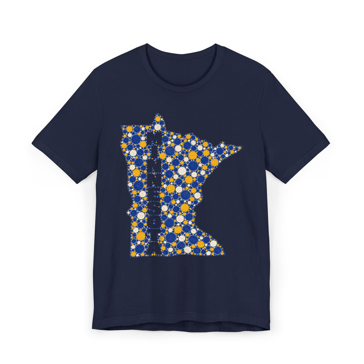 Minnesota State Floral Pattern T-Shirt | Blue and Gold Minnesota Map Graphic Tee