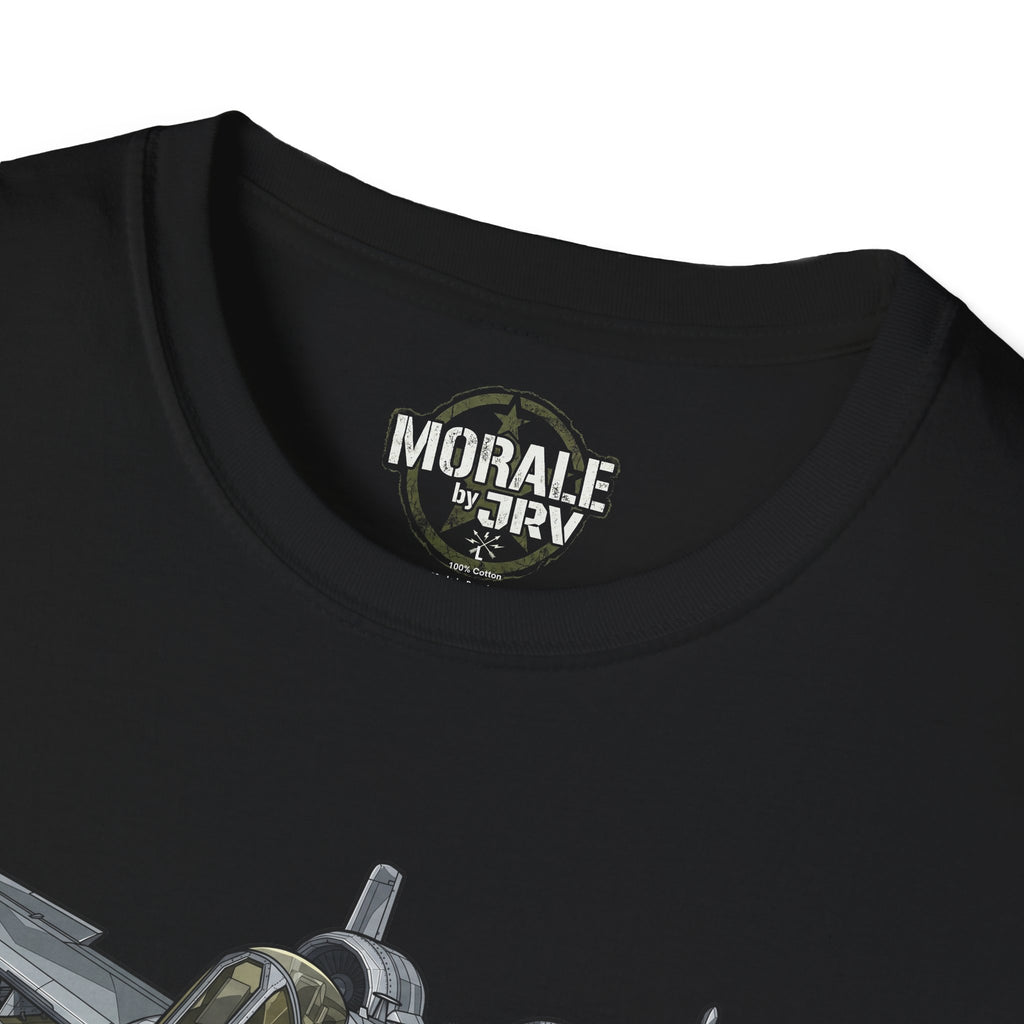A-10 Warthog T-shirt, black, front neck logo patch