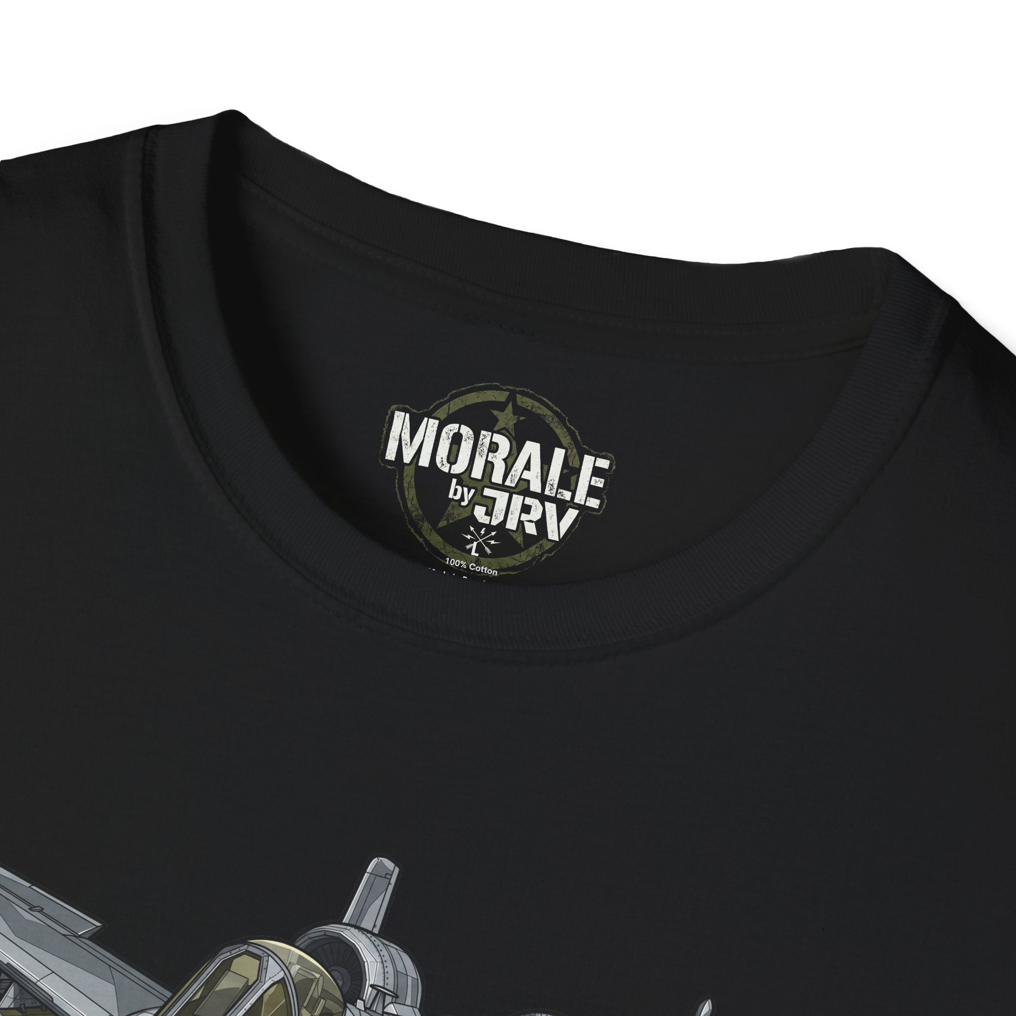 A-10 Warthog T-shirt, black, front neck logo patch