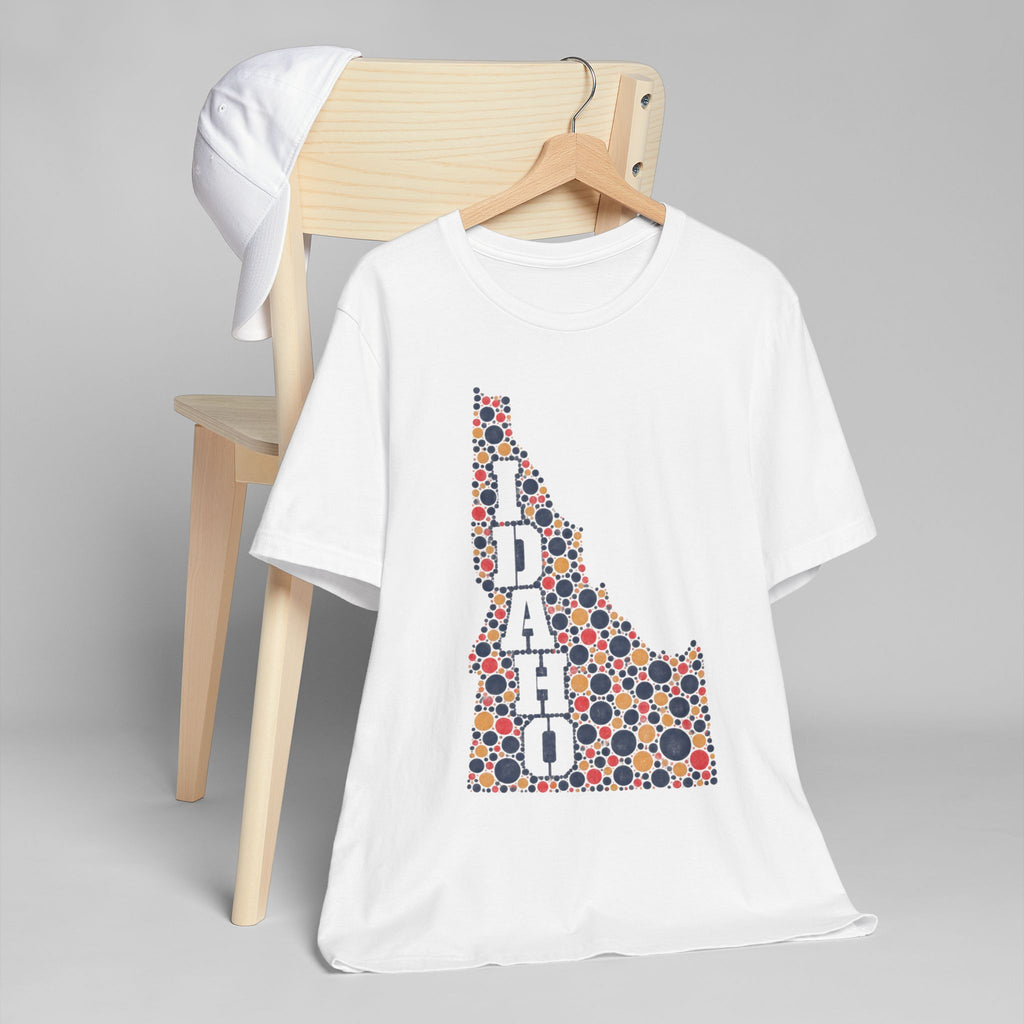 Idaho Polka Dot State Outline T-Shirt | Colorful Idaho Map Graphic Tee