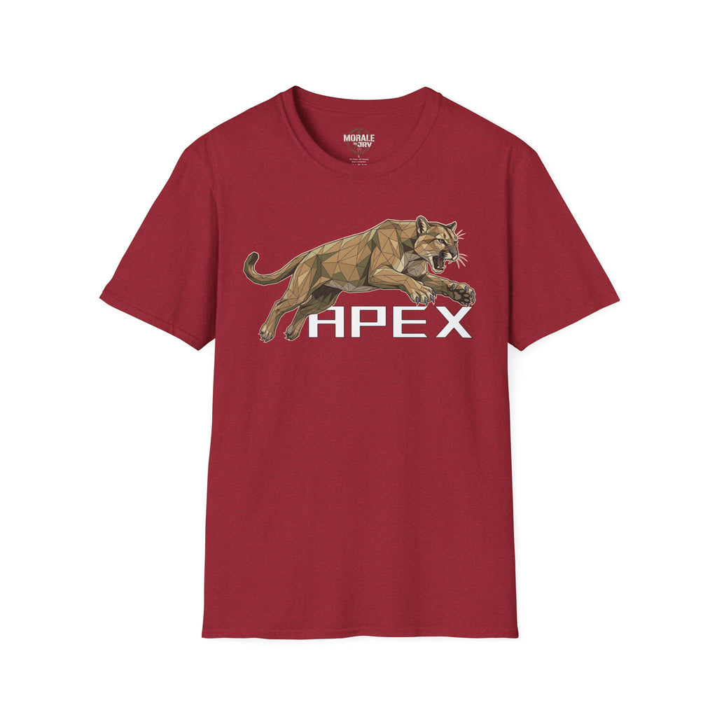 Leaping Cougar graphic T-shirt, antique cherry red, leaping mountain cougar and HPEX