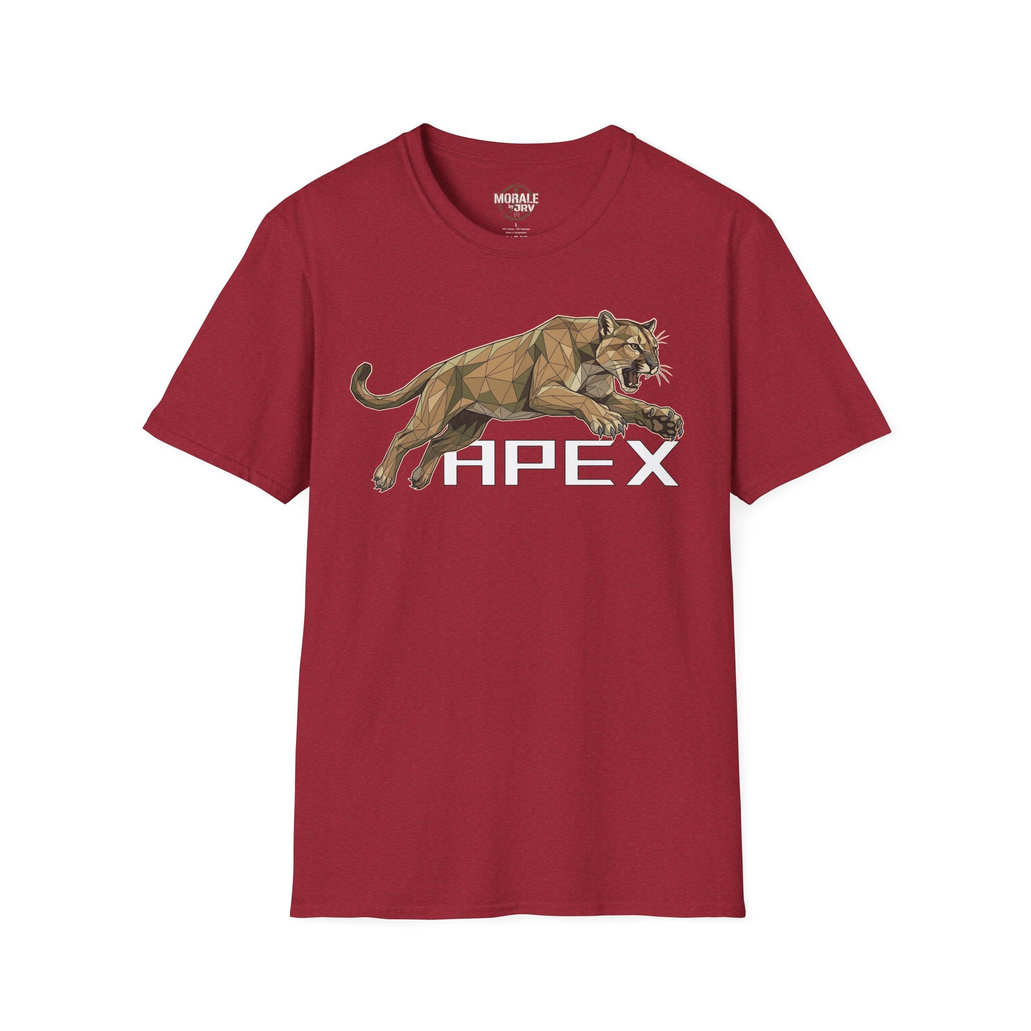 Leaping Cougar graphic T-shirt, antique cherry red, leaping mountain cougar and HPEX