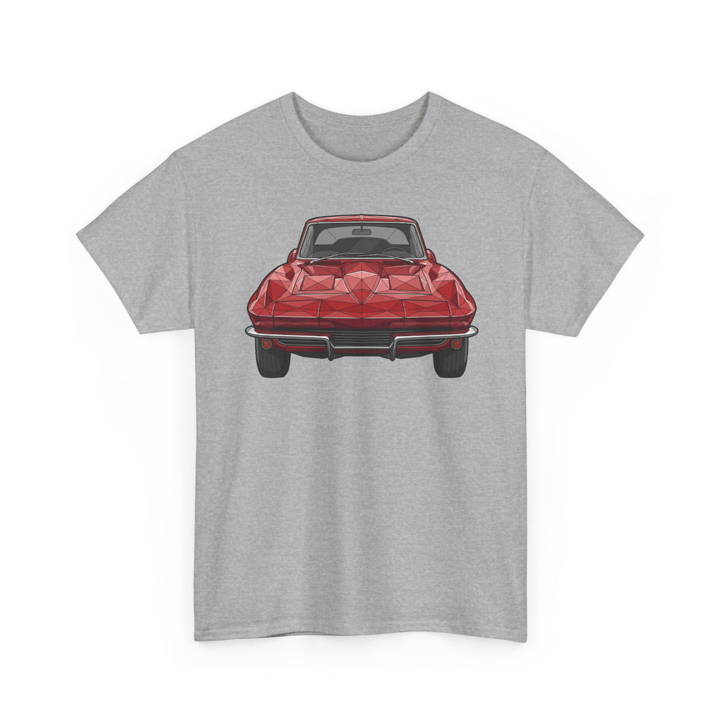 Graphic sports coupe T-shirt in light gray, front view car print