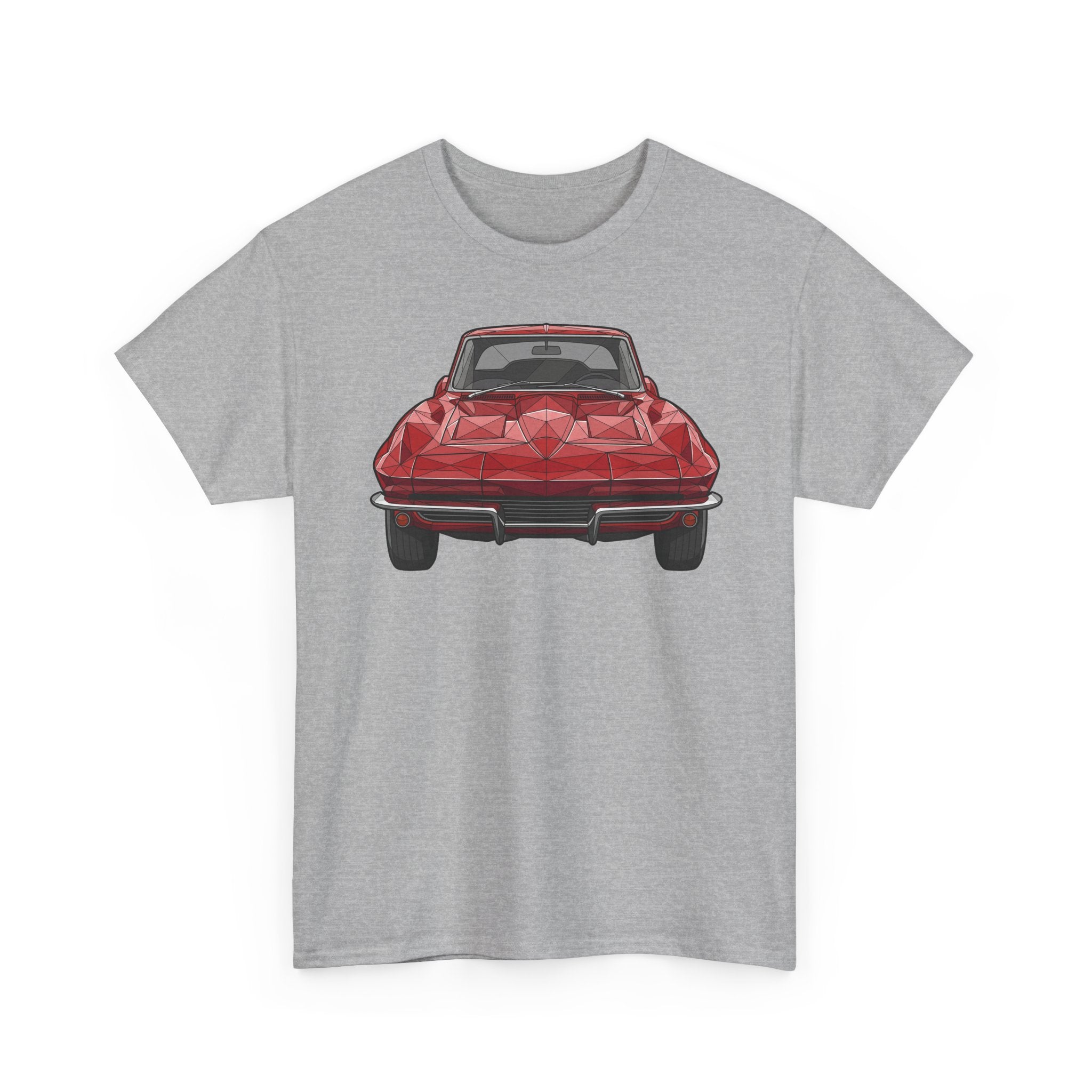 Graphic sports coupe T-shirt in light gray, front view car print