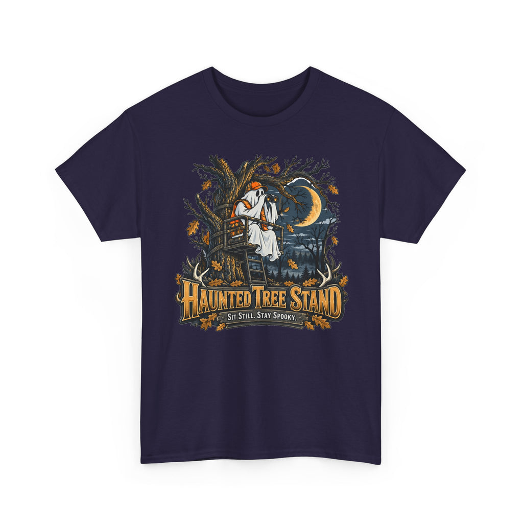 Haunted Tree Stand T-Shirt, Funny Ghost Deer Hunter Halloween Shirt for Men and Women, Bow Hunting Season Gift Tee