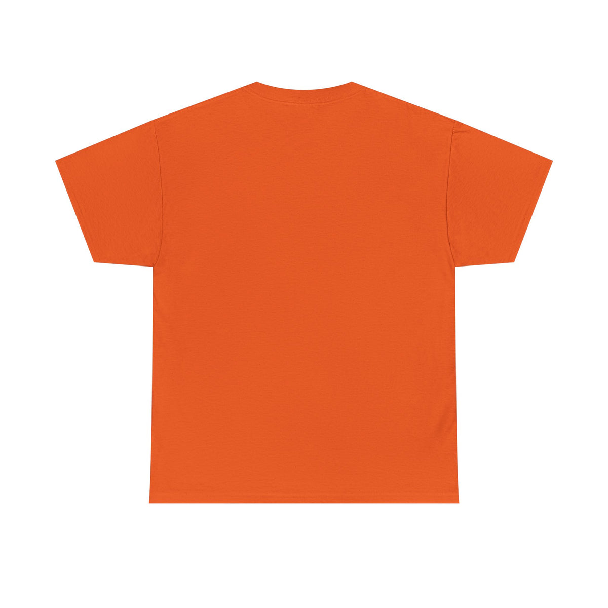 Orange crew-neck T-shirt, plain back with short sleeves shown