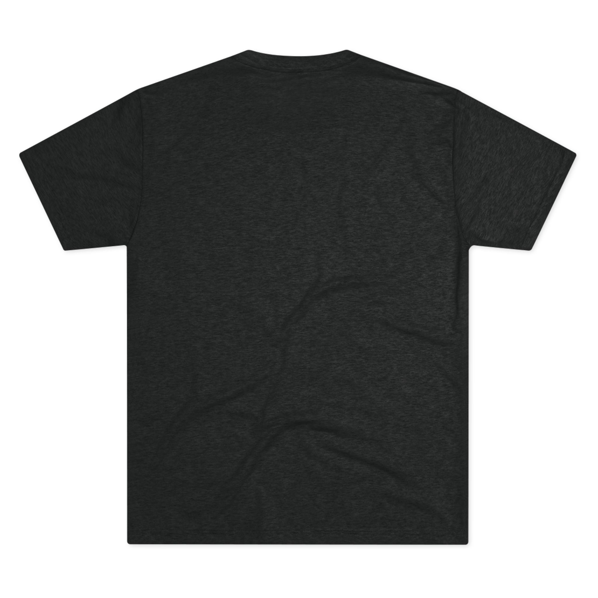 Dark heather T-shirt back view, plain