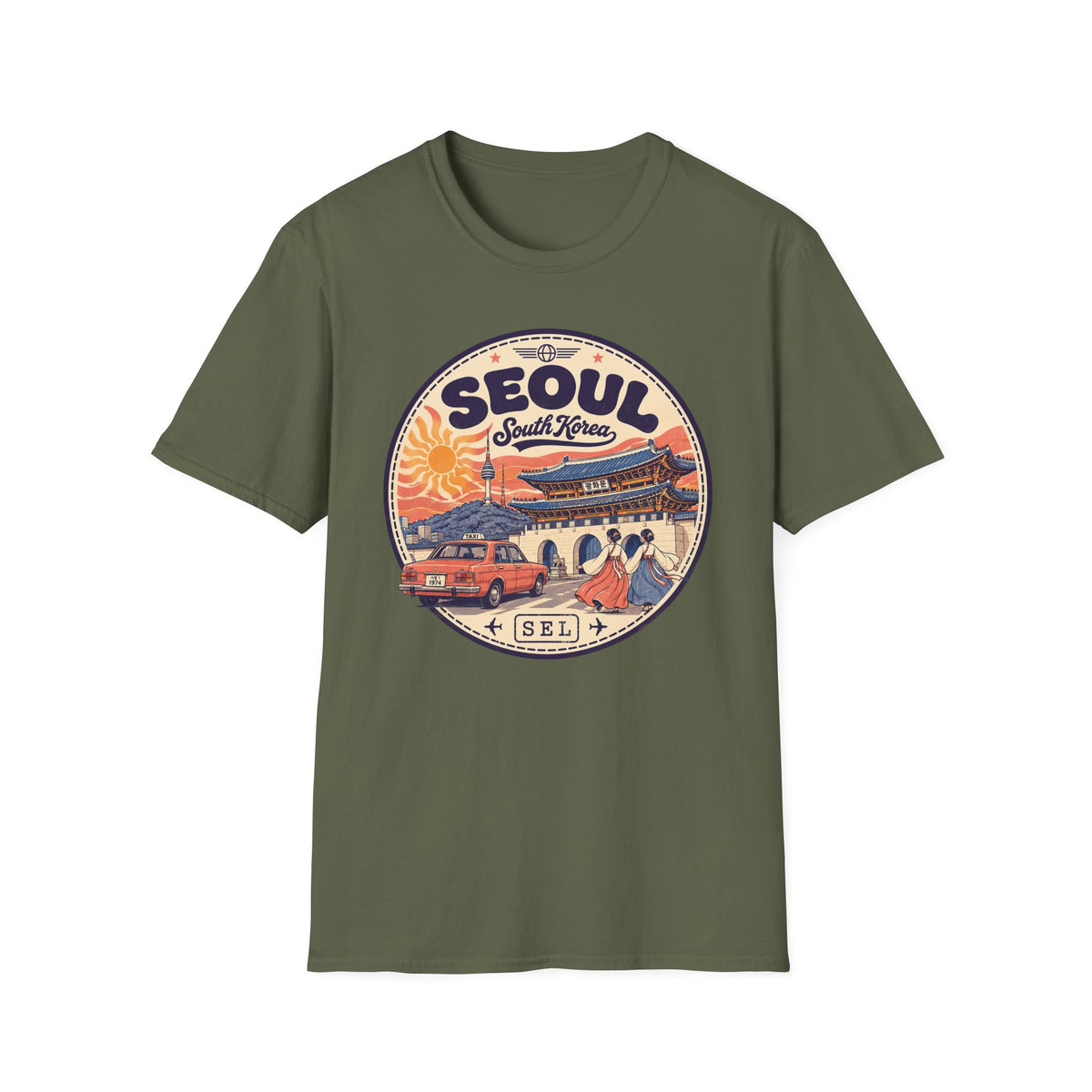 Seoul South Korea Vintage Travel Stamp T-Shirt | Korean Landmark Tee