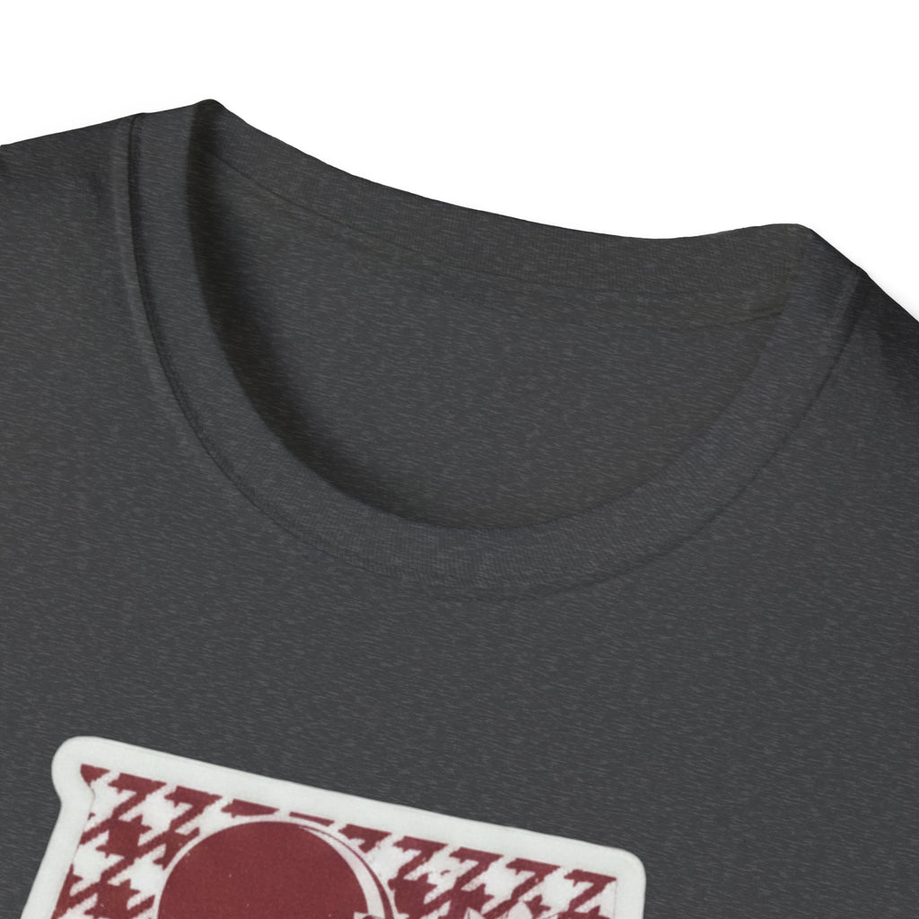 Crew neck and short sleeves on dark charcoal T-shirt