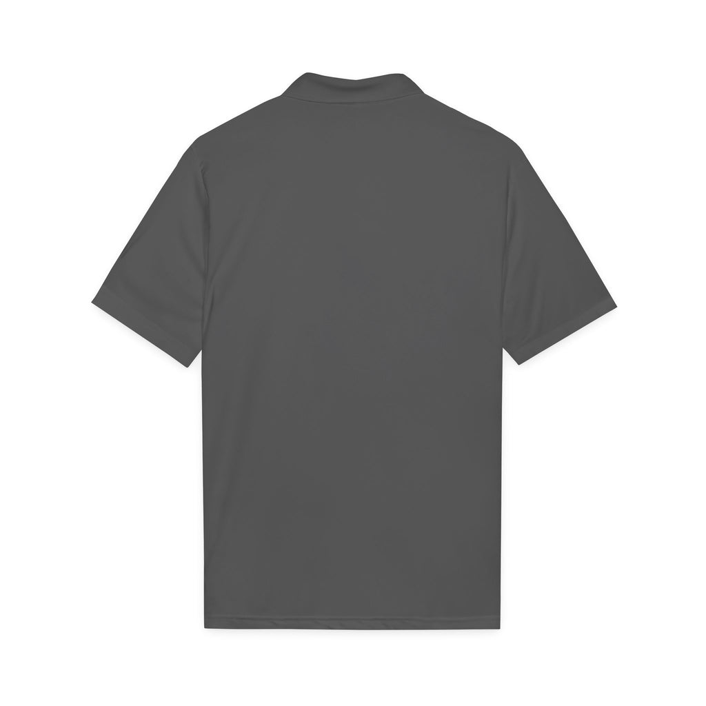 Polo shirt back, gray, short sleeves and ribbed collar