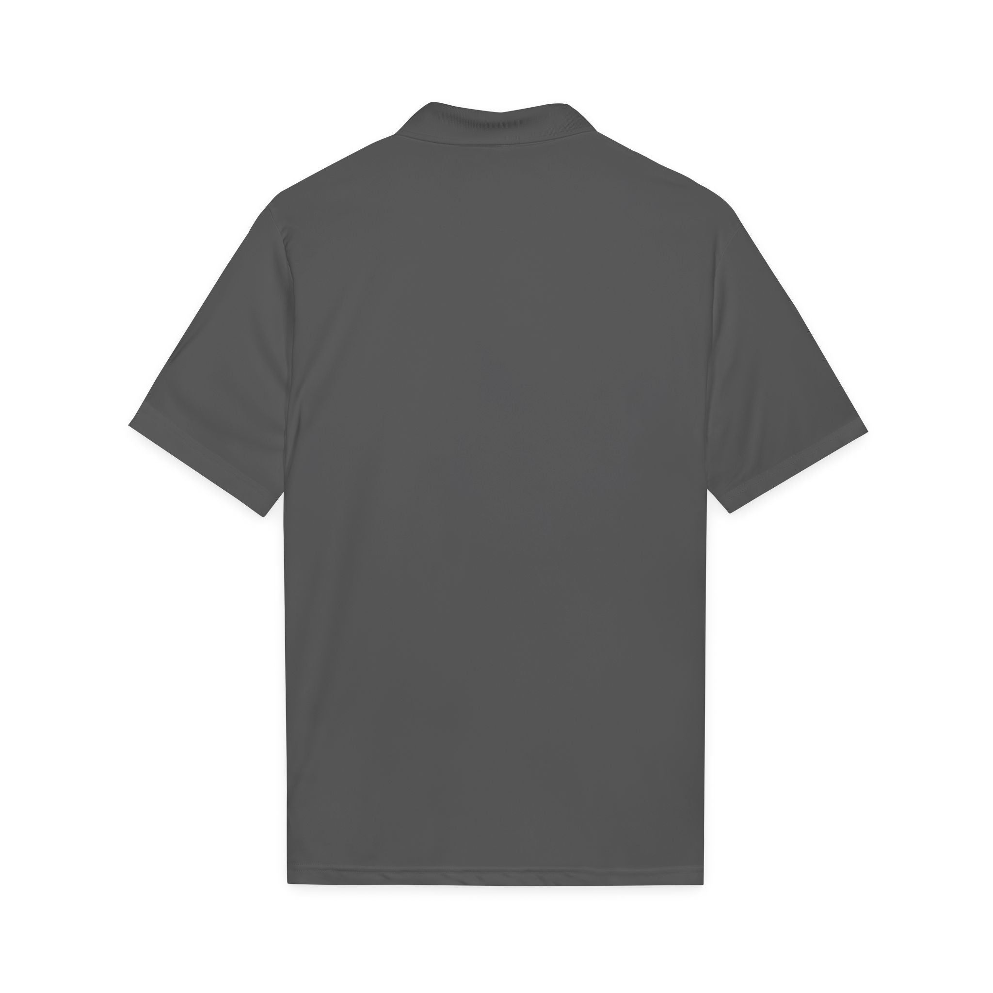 Polo shirt back, gray, short sleeves and ribbed collar