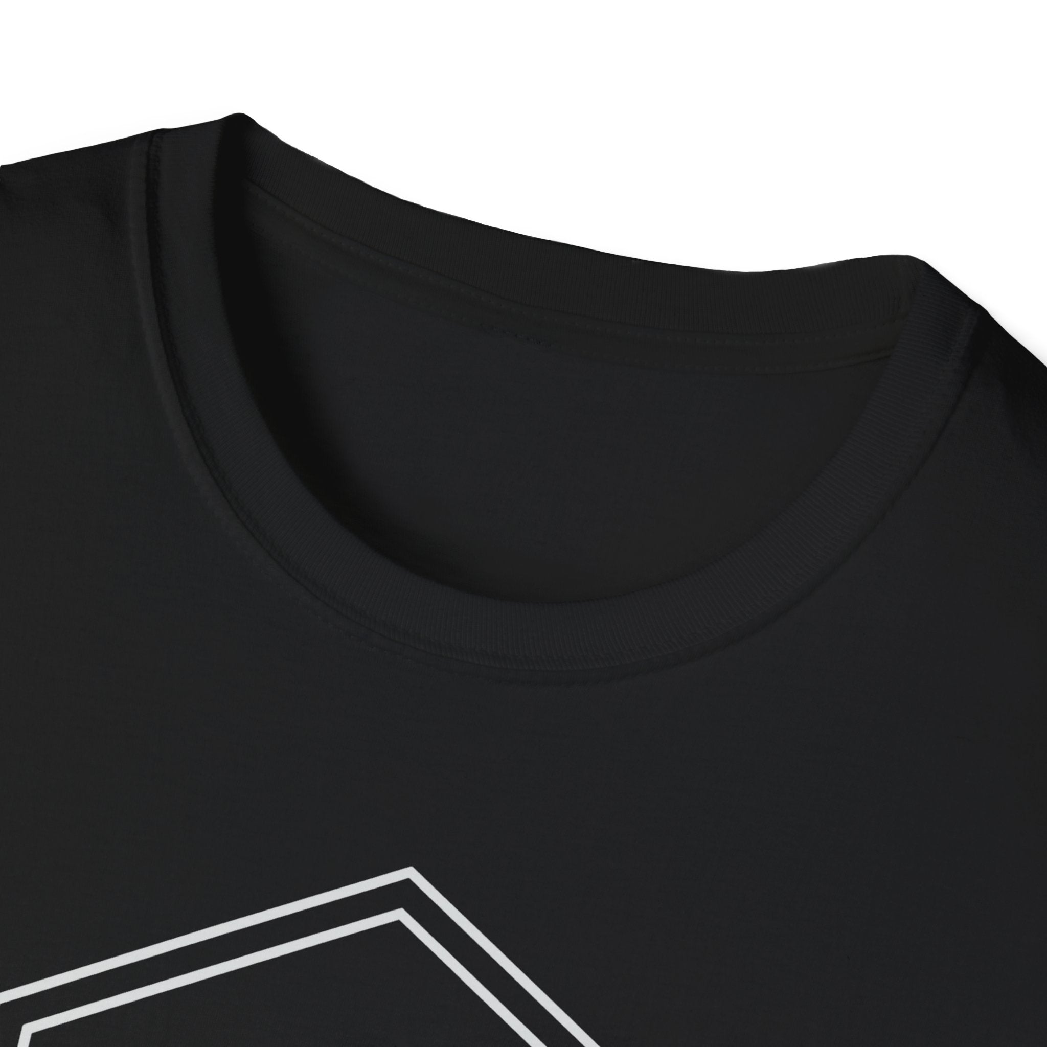 Black T-shirt with ribbed crew neck and partial boot badge graphic