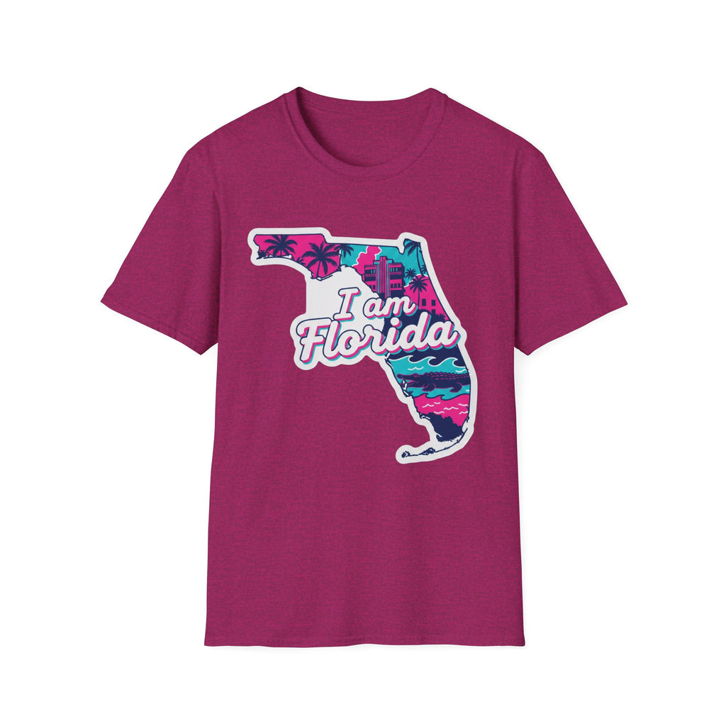 Florida T-Shirt „I am Florida“ Retro-Karte mit Palmen, Azalea