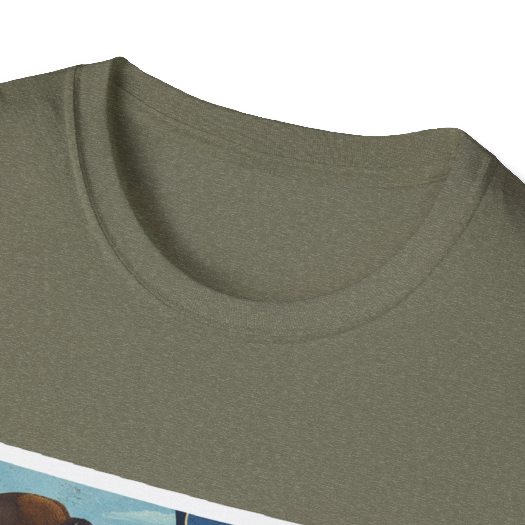 Olive T-shirt neckline detail