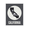California state silhouette sticker with palm tree symbol in the state map and CALIFORNIA text