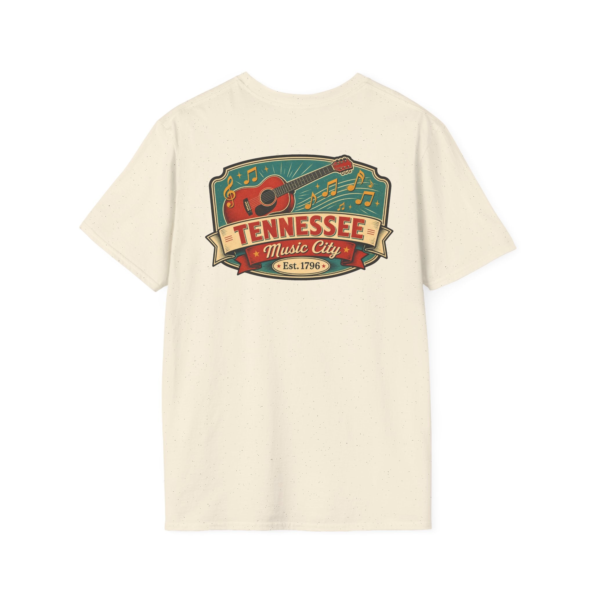 Natural/off-white graphic T-shirt with Tennessee Music City badge and guitar