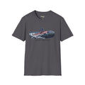 Silent Service T-shirt, charcoal gray, submarine flag graphic on the chest