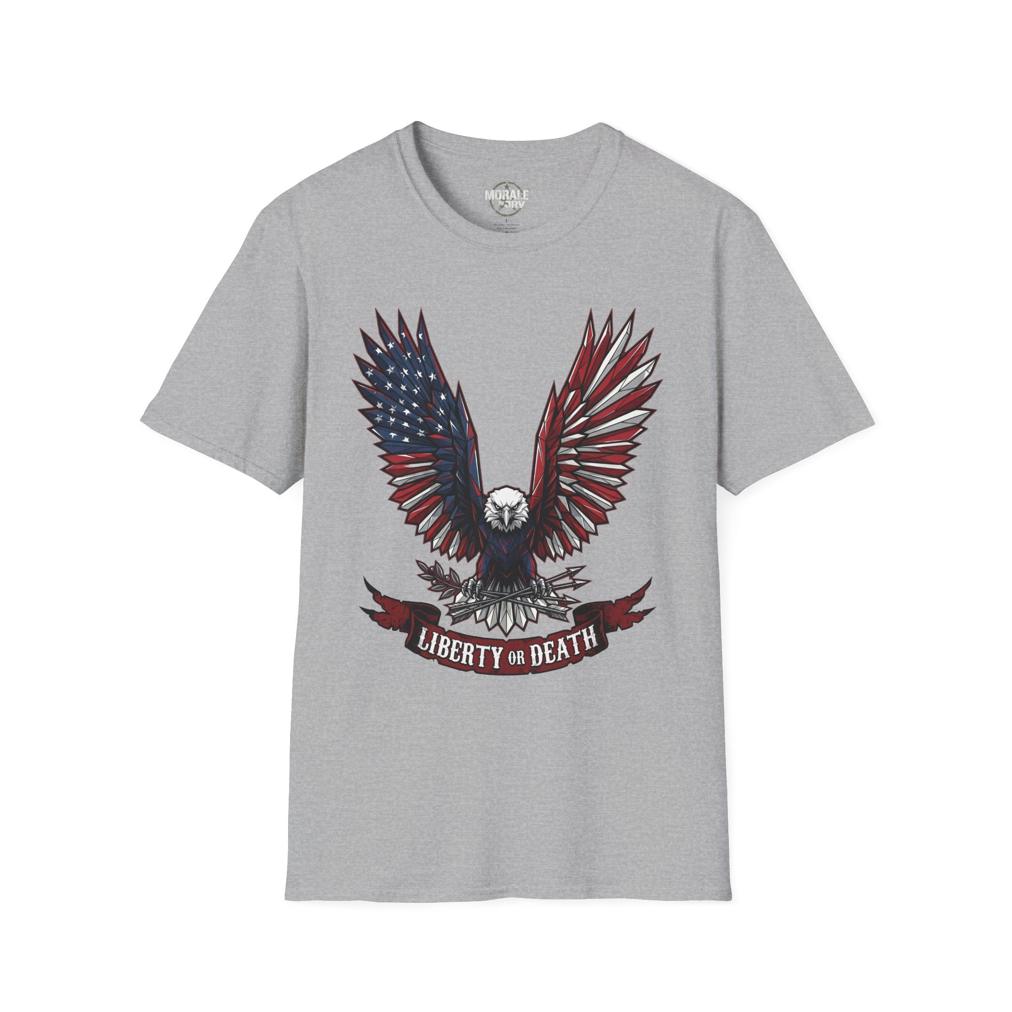 Sport Grey T-shirt with patriotic eagle wings and “Liberty or Death”