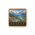 Square white porcelain magnet with elk landscape and blue mountain sky