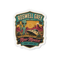 Die-cut Roswell Grey alien and UFO New Mexico graphic refrigerator magnet, multicolor