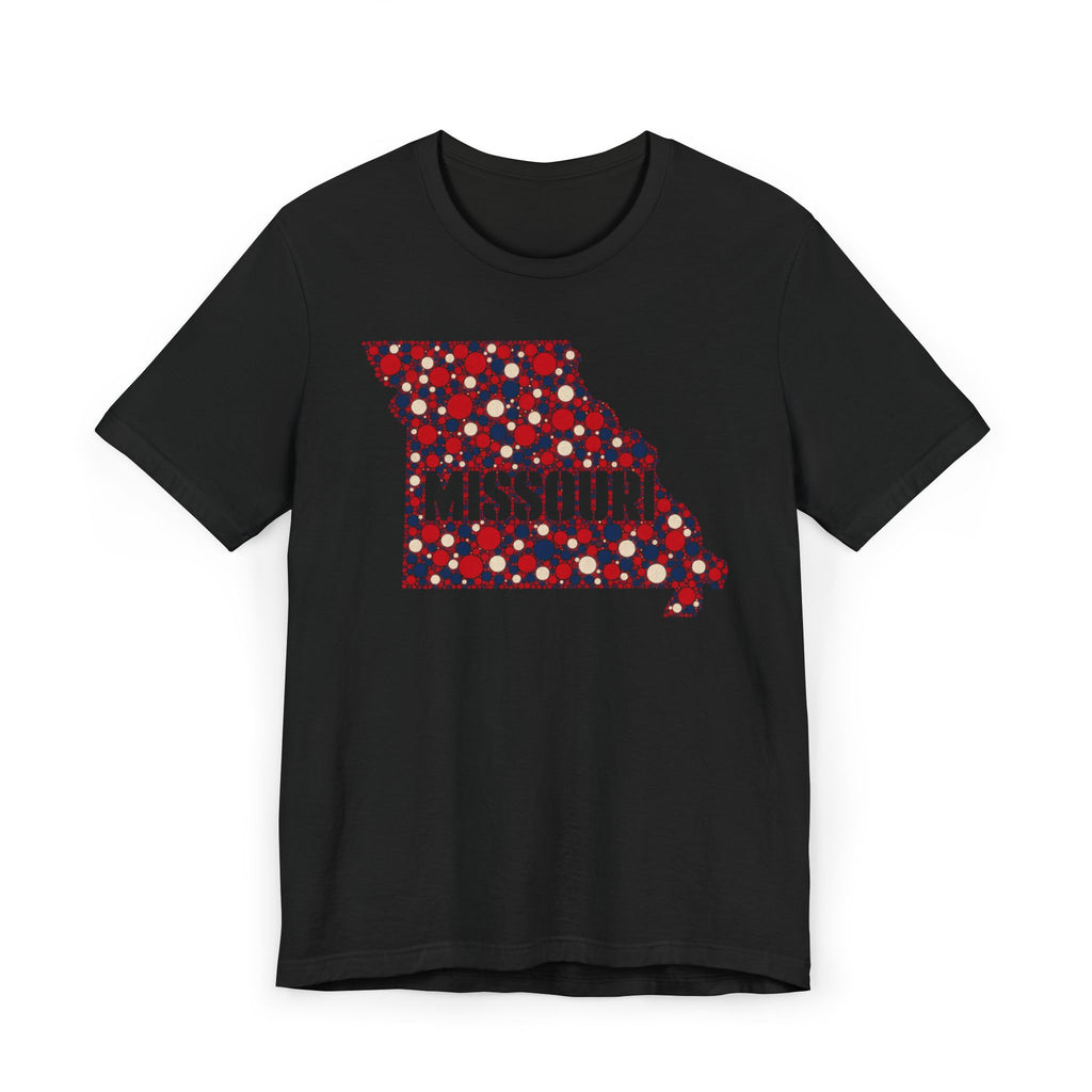 Missouri State Floral Map T-Shirt | Red White and Blue Missouri Outline Graphic Tee