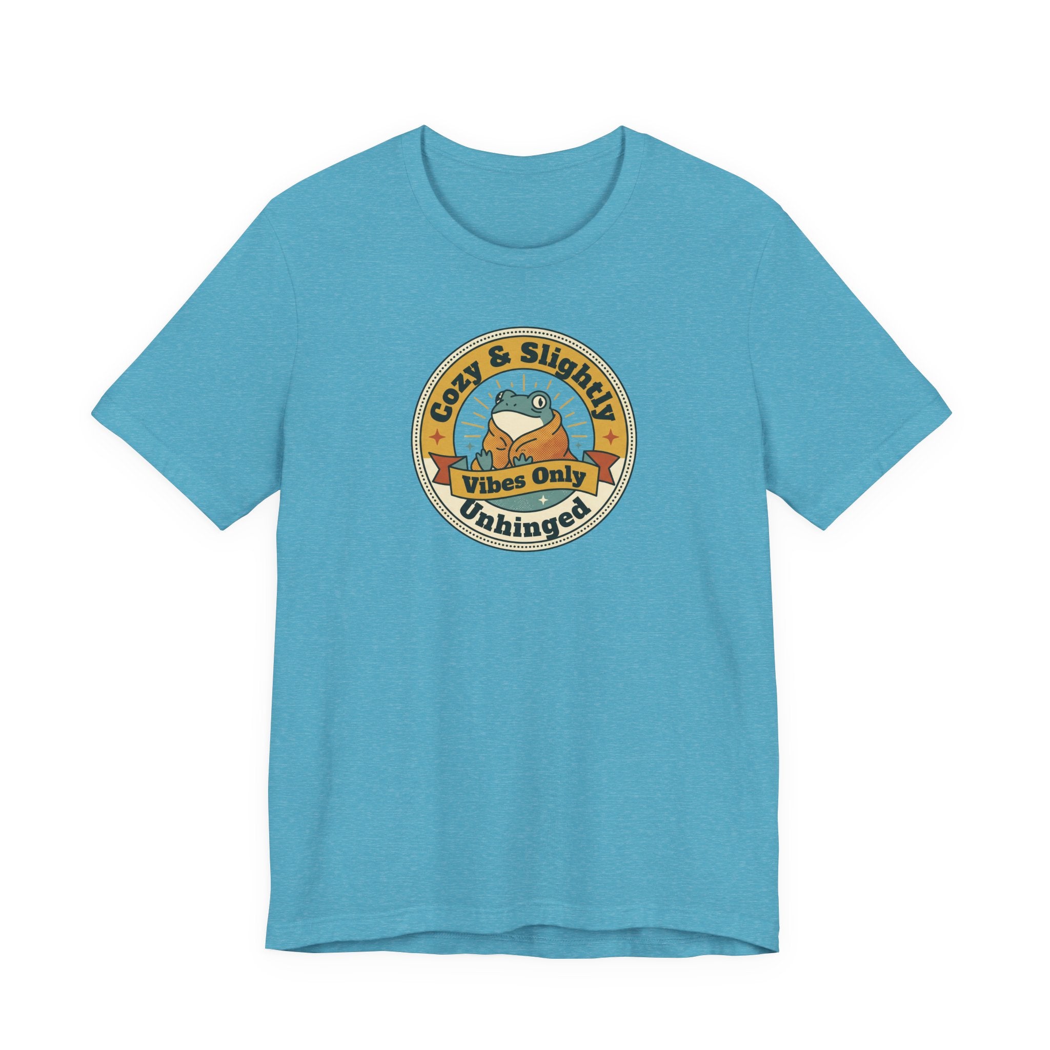 Blue T-shirt with round sloth graphic print at chest