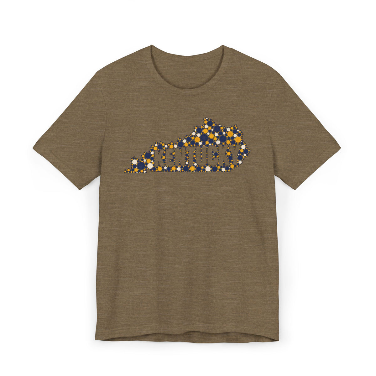 Kentucky State Shape T-Shirt | Blue and Gold Pattern Kentucky Outline Graphic Tee