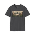 Attack Helicopter T-Shirt in Dark Heather with mountain helicopter graphic front