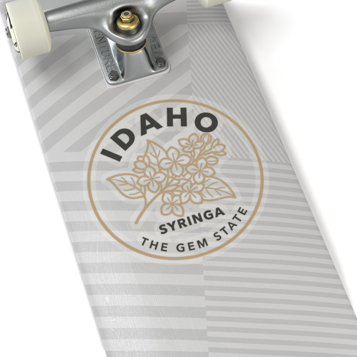 Idaho syringa state flower transparent vinyl sticker, circular botanical logo