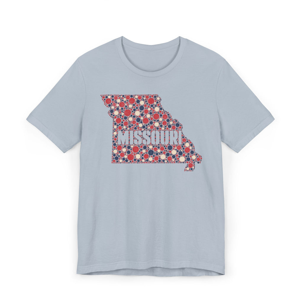 Missouri State Floral Map T-Shirt | Red White and Blue Missouri Outline Graphic Tee