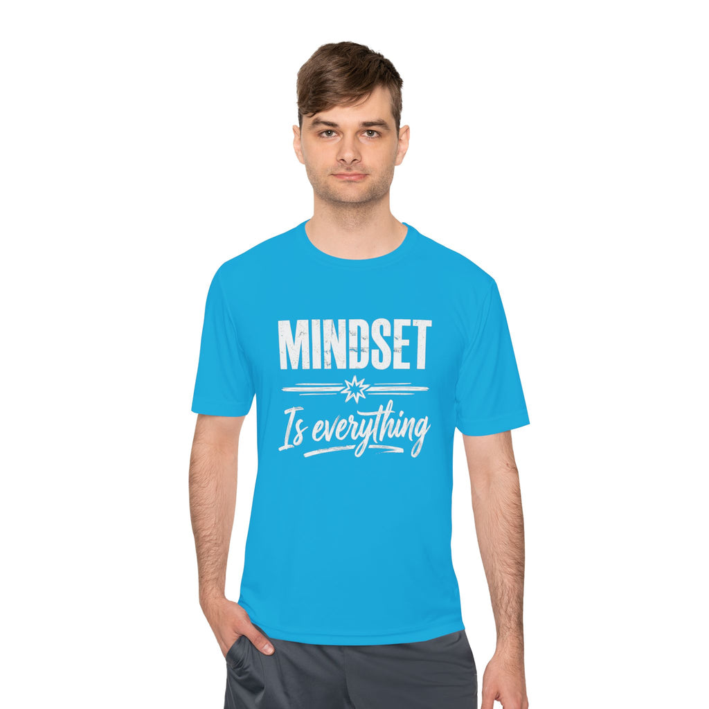 Mindset Is Everything T-shirt in light blue with white “MINDSET Is everything” print.