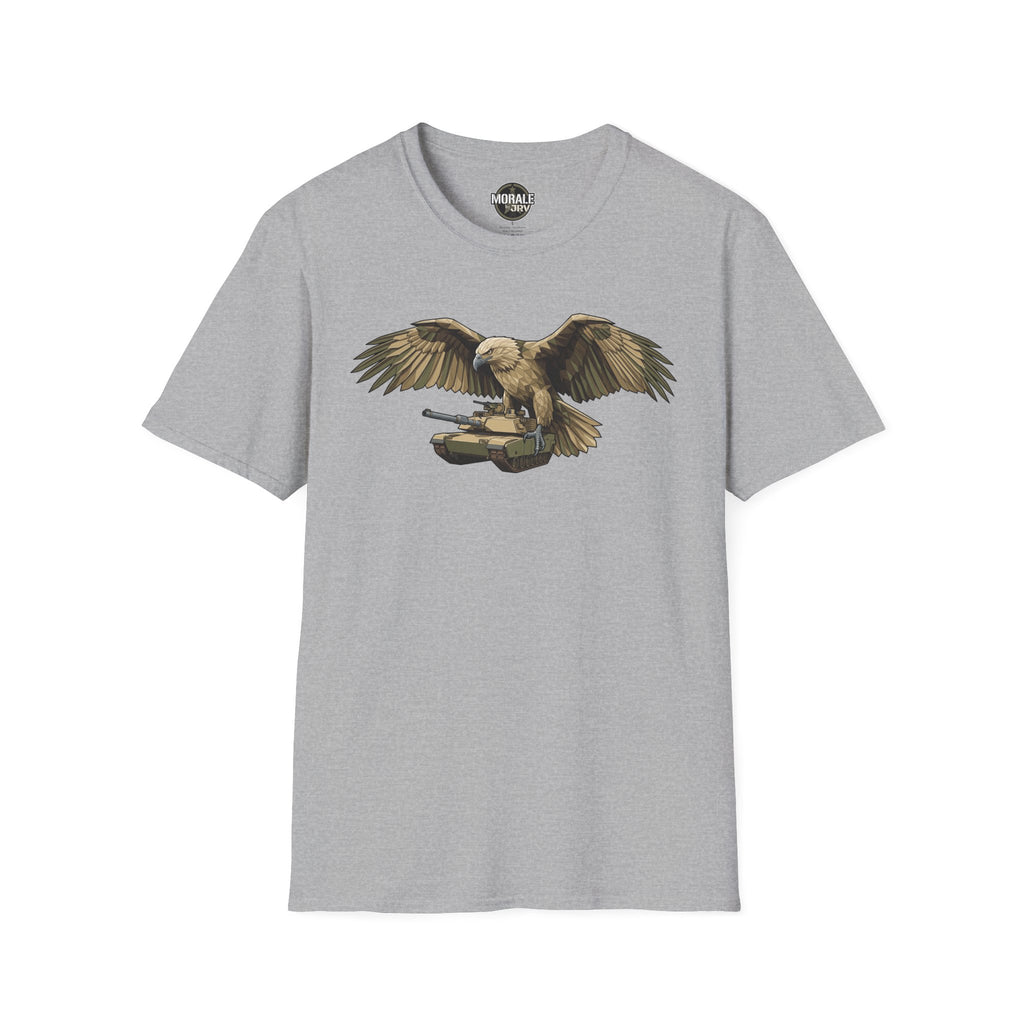 T-shirt with Bald Eagle design on sport grey fabric, wings spread centerpiece graphic