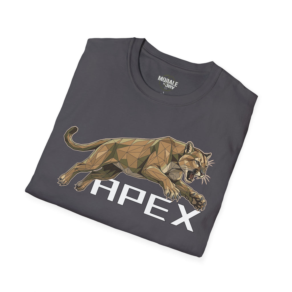 Charcoal T-shirt with leaping cougar graphic and large HPEX text
