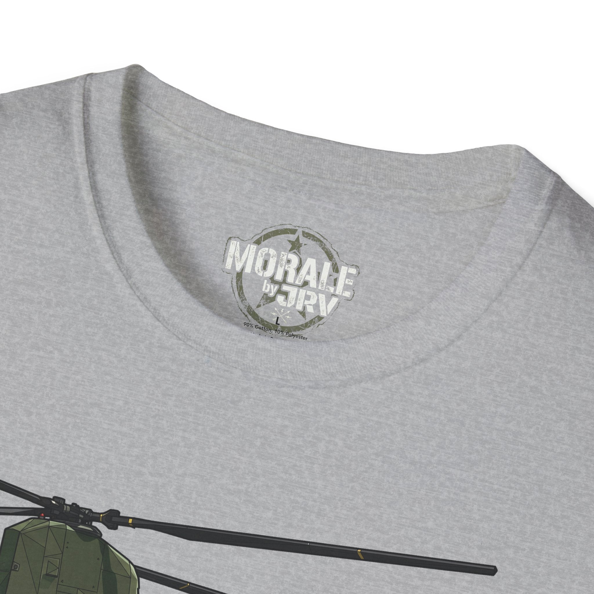 CH-47 Chinook T-shirt, sport grey, neckline logo and partial helicopter graphic