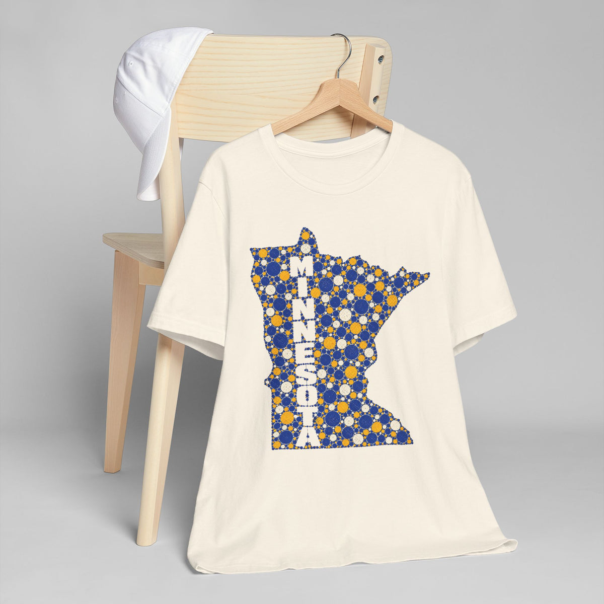 Minnesota State Floral Pattern T-Shirt | Blue and Gold Minnesota Map Graphic Tee